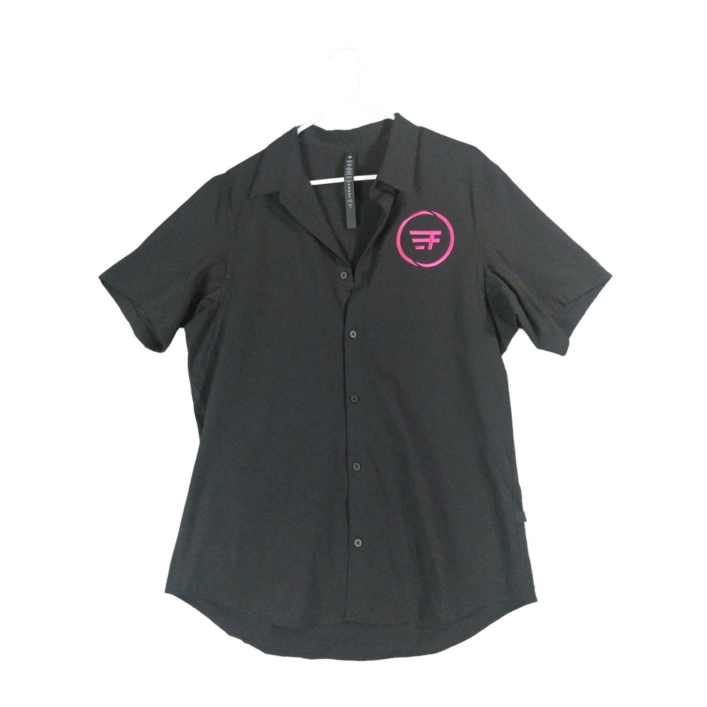 LULULEMON Airing Easy‎ Short-Sleeve Shirt Mens Large WovenAir Breathable Black